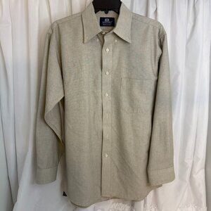 Stafford Vintage Mens Wrinkle-Free Beige Button-Down Dress Shirt 15.5 32/33 Cott